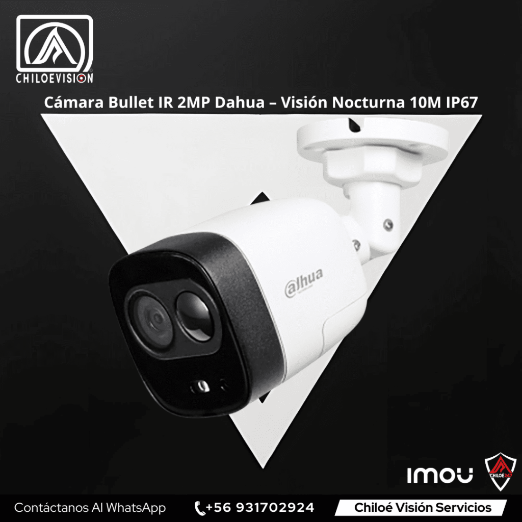 Cámara Bullet IR 2MP Dahua – Visión Nocturna 10M IP67 en chiloe