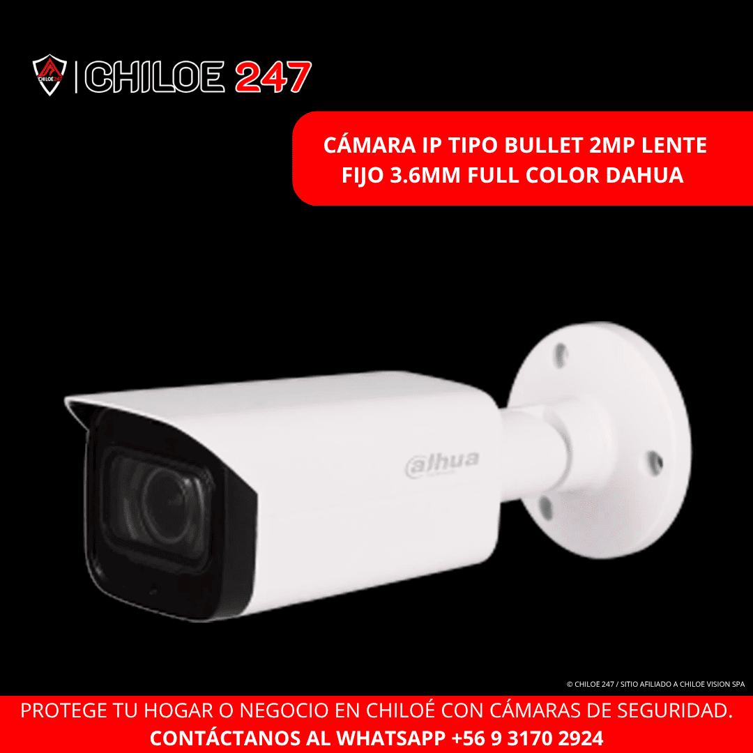Cámara IP Tipo Bullet Wi-Fi 2MP con Doble Antena y Lente 2.8mm Dahua – Instalación en Chiloé