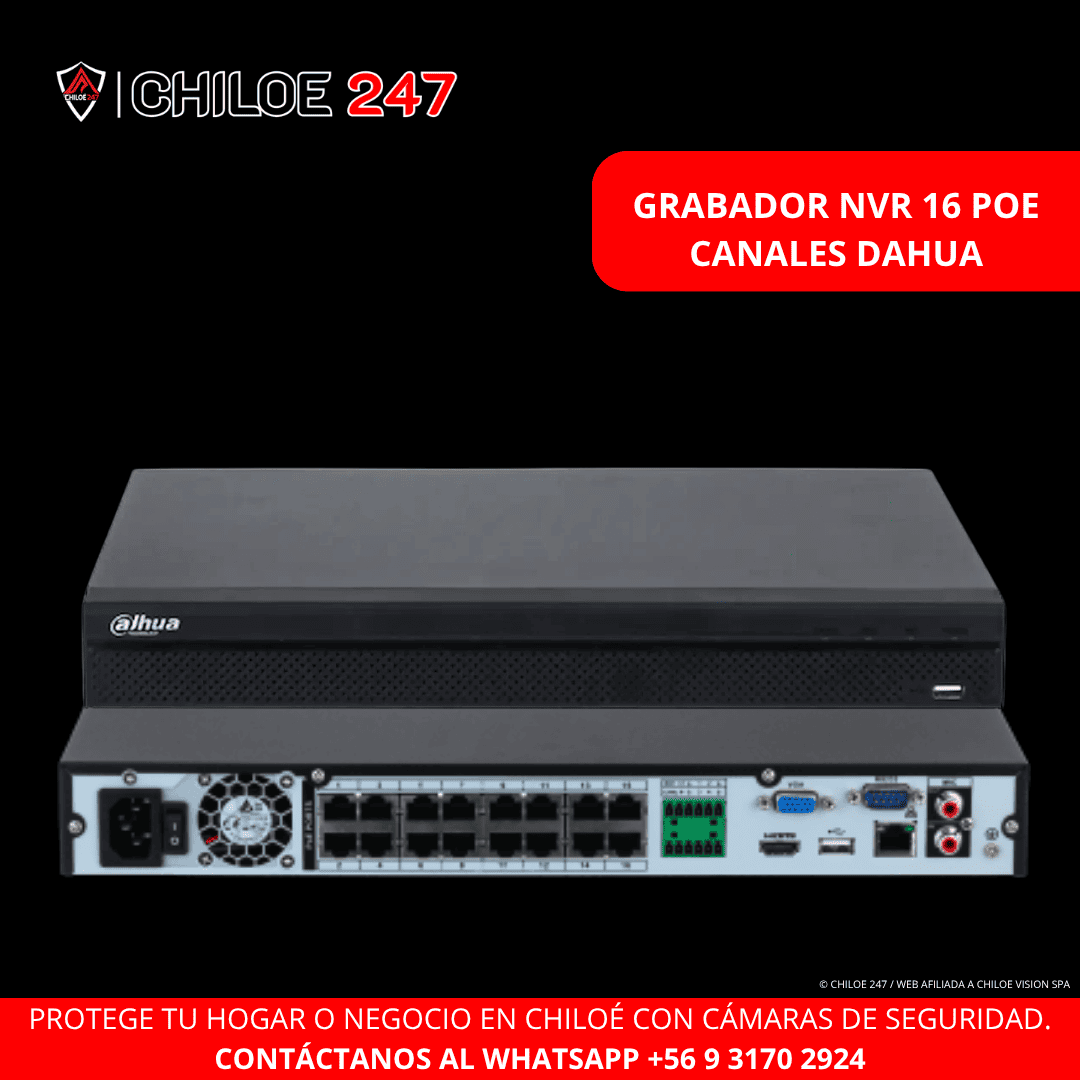 GRABADOR NVR DE 16  CANALES CON POE DAHUA EN CHILOE
