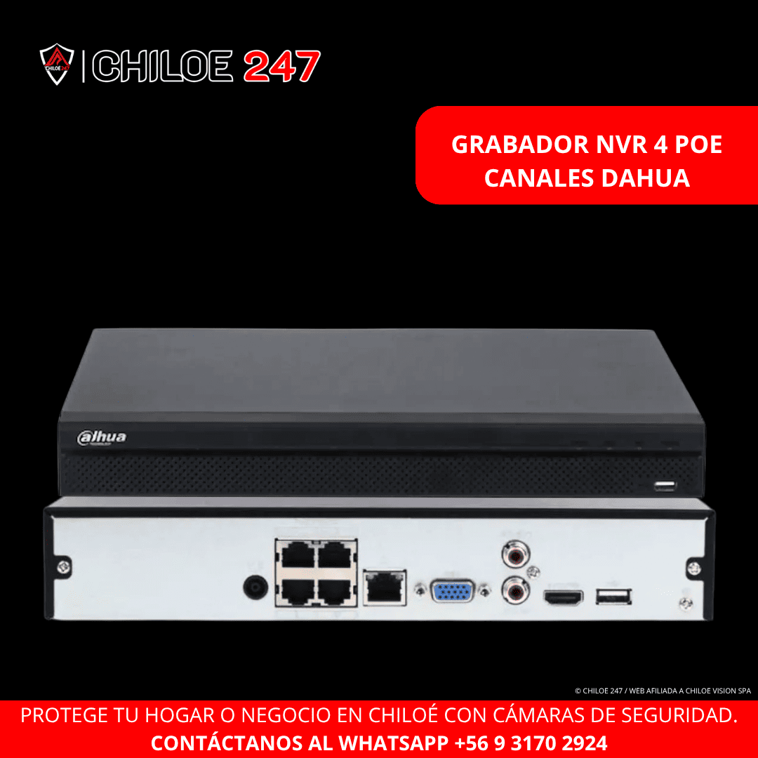GRABADOR NVR 4 POE CANALES DAHUA EN CHILOE